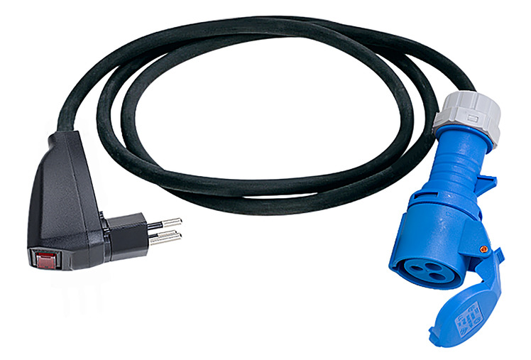 Kabel 3-polig 1.5 m mit Stecker 10A und Kupplung 16A CEE